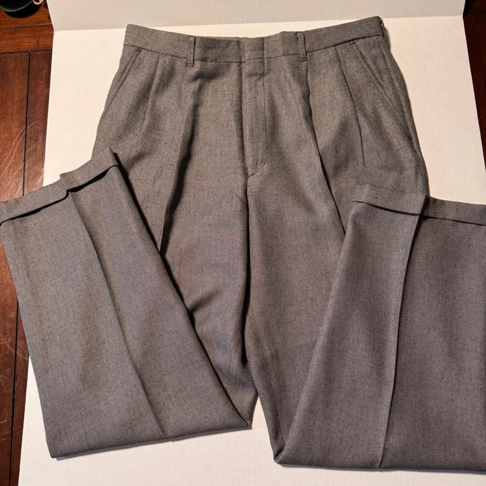 Ketch Mens Gray Pleated Dress Pants W36L32 Rayon‎ Polyester Blend Cuff hem